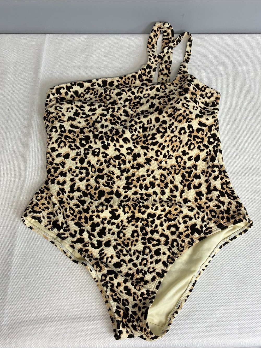 Ibiza One Piece Swimsuit Leopard Print One Shoulder Women's Size Medium